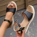 Women's Plus Size Wedge Sandals Peep Toe Buckle Fashionable Comfortable Platform Sandals Summer_vogvips.com