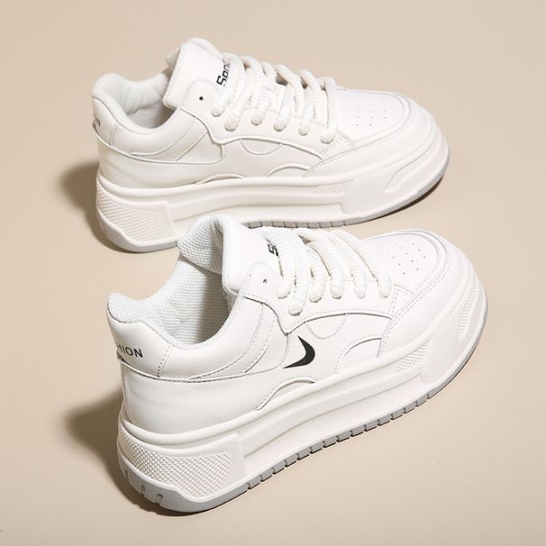 Breathable Little White Shoes Female Students Versatile Height Increase Casual Sports Board Shoes Female_vogvips.com