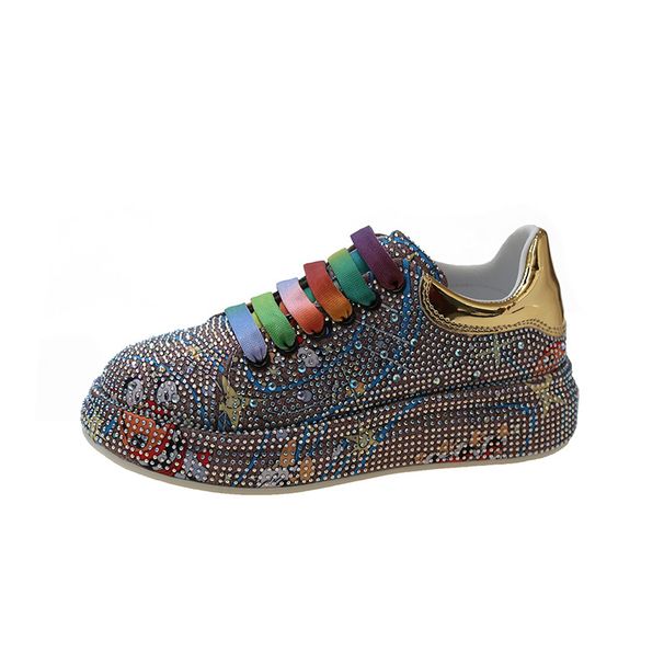 Designer Graffiti Water Diamond Dad Shoes Women's New Comfortable Trendy Luxury Single Shoes_vogvips.com