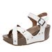 Cross-Border Summer New European And American Style Platform Thick-Soled Wedge For Women With Velcro Large Size Studded_vogvips.com