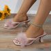 Summer New Herringbone Fur Slippers Large Size Stiletto High Heel Square Head Women's Fashionable Sandals European And American Style_vogvips.com