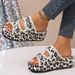 2026 New Large Size Denim Slip-On Sandals With Buckle, Versatile Leopard Print Outdoor Thick-Soled Slippers_vogvips.com