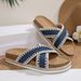 Plus Size Platform Sandals Women's Fabric Cross Strap Flat Beach Sandals Summer New Style For Wide Feet_vogvips.com