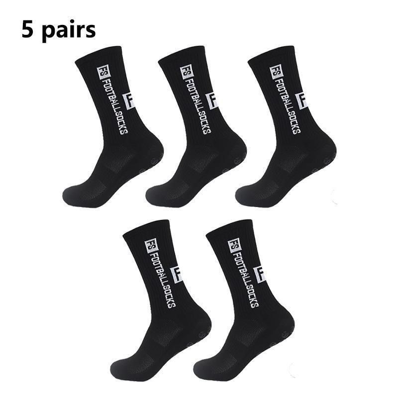 5pairs/set Football Grip Socks – Anti-Slip Sports Socks (Breathable & Moisture-Wicking)_vogvips.com