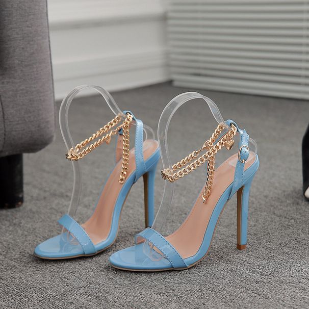 High Heel Stiletto Sandals With Metal Chain And Horizontal Band_vogvips.com