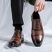 Three Joint Handmade Business Formal Leather Shoes, Men's Pointed High Brown British Groom's Wedding Shoes 8041-R_vogvips.com