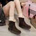 Snow Boots With Lining, Thickened Women's Sheepskin Retro Fleece Lined Fur Cotton Shoes, Casual Short Boots, 2025 Winter_vogvips.com