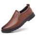 Men's Middle-Aged And Elderly Cowhide Slip-On Casual Leather Shoes Lightweight Soft Sole Business Formal Wear_vogvips.com