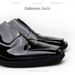 Cowhide Square Men's Style Patent Leather Flat Toe Derby Shoes Glossy Casual Black Loafers_vogvips.com