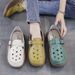 Hollow Single Shoes Women's Comfortable Two Wear Muffin Thick-soled Hole Shoes Soft Leather Bag Head Sandals_vogvips.com