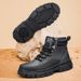 Martin Boots Men's High-top Wind Tooling Rhubarb Boots Men's Velvet Cotton Shoes Platform Outdoor Leather Boots_vogvips.com