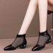 Cool Boots Women's Mesh Women's Sandals Hollow Sandals Thick Heel Pointed Low Heel Net Boots_vogvips.com