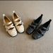 Sheepskin Version ~ 6cm Internal Height Increase, Square Toe, Bowknot, Sporty Ballet With Cross Straps, Shallow Mary_vogvips.com