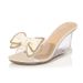 Fairycore Crystal Bow Slides Korean Summer Wedge Sandals For Women Elegant Rhinestone Decor Comfortable Platform Heels_vogvips.com