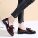 Chunky Heel Single For Women 2024 Spring And Autumn New Women's With Bowknot Small Leather Shoes Student Tassel Loafers_vogvips.com
