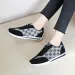 Womens Brown Monogram Print Casual Sneakers Low Top Lace Up Shoes Daily Outfit_vogvips.com