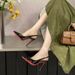 2025 New Fashion Women's Pointed Toe High Quality Heels Red Sole And Open Back, Elegant Back Patent Leather Sandals With Thin Heel_vogvips.com