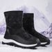 New Long Tube Cotton For Women Winter Warm Fleece Thick Leather Snow Boots Plus Size Women's Casual Shoes_vogvips.com