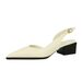 Pointed Rear Strap Single Shoes Hollow Shallow Mouth Comfortable Thick Heel Shoes Middle Heel Side Empty Women's Shoes_vogvips.com