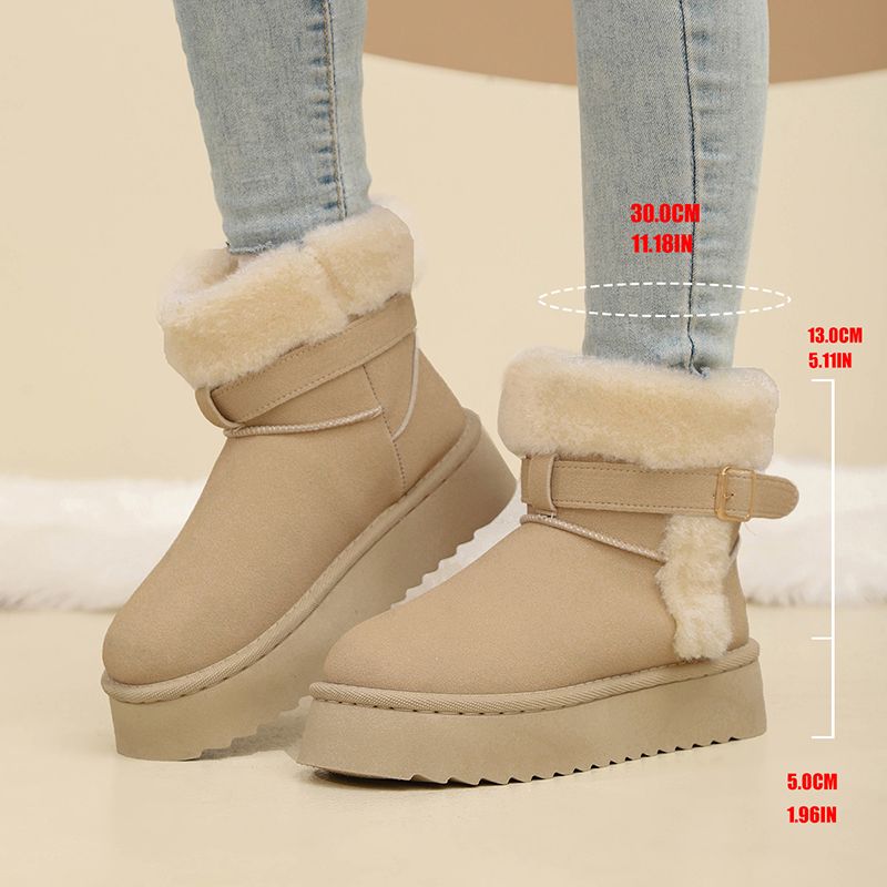 Faux Fur Winter Ankle Boots Women Fashion Buckle Anti Slip Platform Snow Boots Woman Plus Size Faux Suede Warm Short Boo_vogvips.com