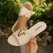 2026 New Women's Flat With Metal Buckle Versatile Anti Slip Beach One Line Cool Slippers_vogvips.com