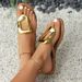 Cross-border Large-size New Style Metal Buckle European And American Flip-flops, Fashionable Retro Versatile Thong_vogvips.com