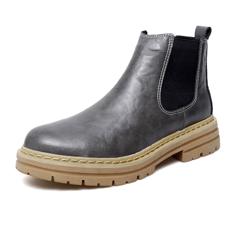 Men's Chelsea Boots Genuine Leather Slip-On Ankle Boots With Hidden Height Increase, Winter Lined Casual Shoes For Big Size_vogvips.com