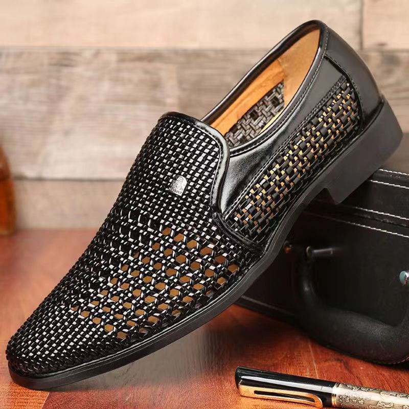 26ss Leather Summer Woven Business Formal Middle-aged And Elderly Dad Shoes, Casual Sandals For Men, Breathable Hollow S_vogvips.com
