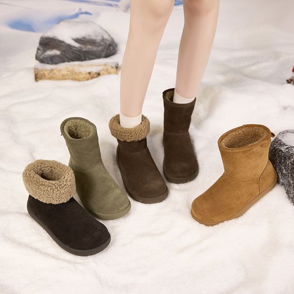 Women's Two-Way Wear French Snow Winter Forest Style Lamb Wool Short Boots Fleece-Lined Cotton Shoes_vogvips.com