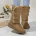 Women Snow Winter Mid-calf Warm Cotton Shoes Fashion Solid Color Button Ladies Brown Long Boots Plus Size 41 240830_vogvips.com
