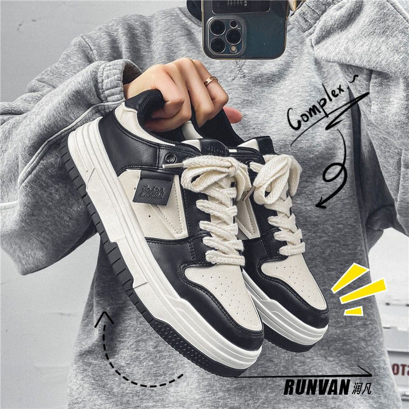 Men's Casual Sneakers Lightweight Skate Shoes With Thick Sole, Round Toe, Breathable Mesh Lining, Rubber Outsole For Spring And Summer, Two-Tone_vogvips.com