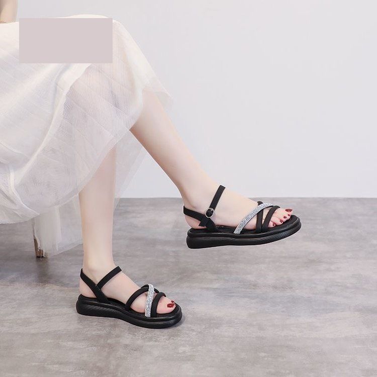 Sandals Women's Outer Wear Fashion Versatile Casual Roman Shoes Lightweight Thick Sole With Skirt Women's Shoes_vogvips.com