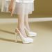 125-C Toe Backless Sandals For Women Summer 2025 New Style Pointed Thin Heel High Heels Waterproof Platform Comfortable_vogvips.com