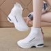 Women's Chunky Sole Platform Sneakers - Breathable High-Top Lace-Up Shoes With Back Zipper For Casual & Sporty Style_vogvips.com