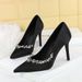 1926-2 Fashionable Banquet Heels With Thin Shallow Mouth, Sharp Point, Silk, Water Diamond, Ultra High Heels, Single_vogvips.com