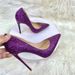 Women's Shoes Purple Snakeskin Pattern Celebrity High Heels 12CM Pointed Stiletto Shallow Mouth Single Shoes Soft Leather Women's Shoes_vogvips.com