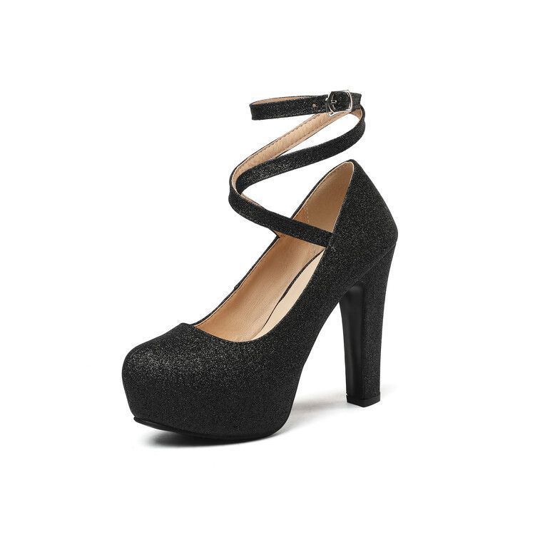 Foreign Trade European And American Nightclub Sexy High Chunky Heels, Large Size Women's Shoes, Single Shoes 34-50,_vogvips.com