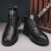 Martin Autumn 2023 New High-top British Style PU Mid-top Leather Shoes Men Black Work Boots Winter_vogvips.com