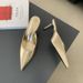 Pointed Toe Open Back Mules For Women 2025 New Style Silver Gold Black French High Heel Sandals_vogvips.com