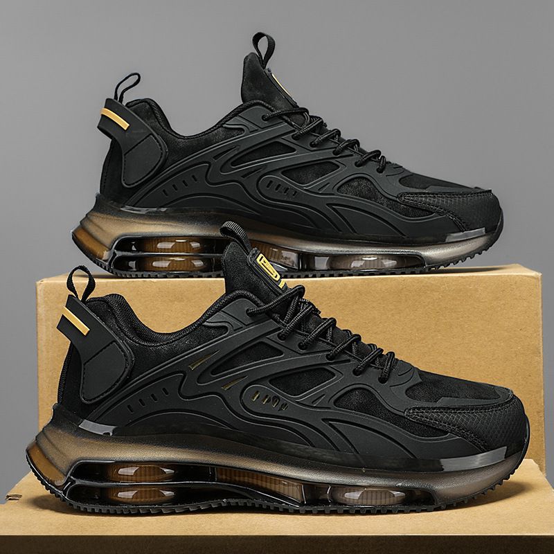Men's Running Shoes Shock Absorbing Air Cushion Height Increase Teenagers Versatile Black Warrior Dad Sneakers Chunky Trendy_vogvips.com