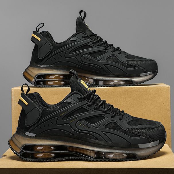 Men's Running Shoes Shock Absorbing Air Cushion Height Increase Teenagers Versatile Black Warrior Dad Sneakers Chunky Trendy_vogvips.com