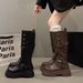 Women's Shoes Two-Way Thick-Soled Riding Women 2025 Autumn Winter New Brown Over-the-Knee Long Boots Chunky Heel_vogvips.com