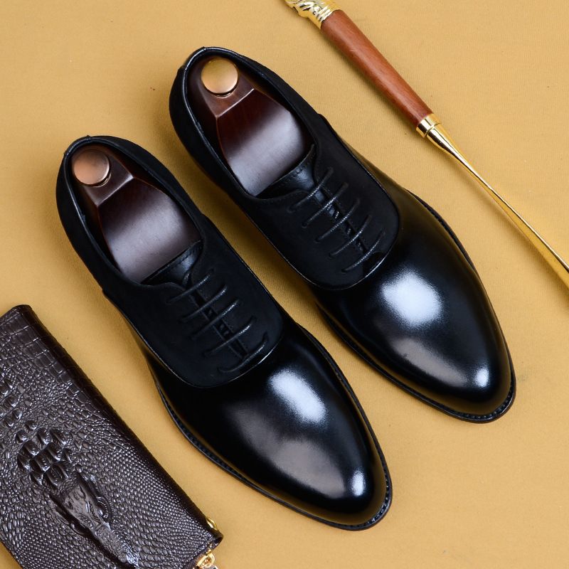 Genuine Cow Leather Brogue Wedding Business Men Casual Flats Vintage Handmade Oxford Shoes For Men Black Burgundy 2024_vogvips.com