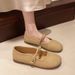 Chunky Heel Mary Jane Women's Loafers 2025 Spring Summer New Sole Lazy Soft Leather Single Flat Grandma Shoes_vogvips.com