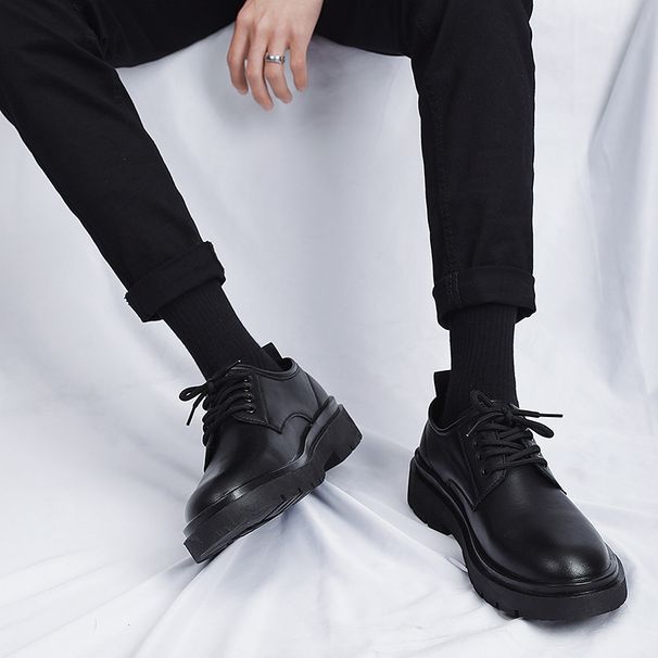 Casual Leather Black Soft Sole Commuter Office Trend Fleece Lined Autumn Winter Business Formal Men's Shoes All Seasons_vogvips.com