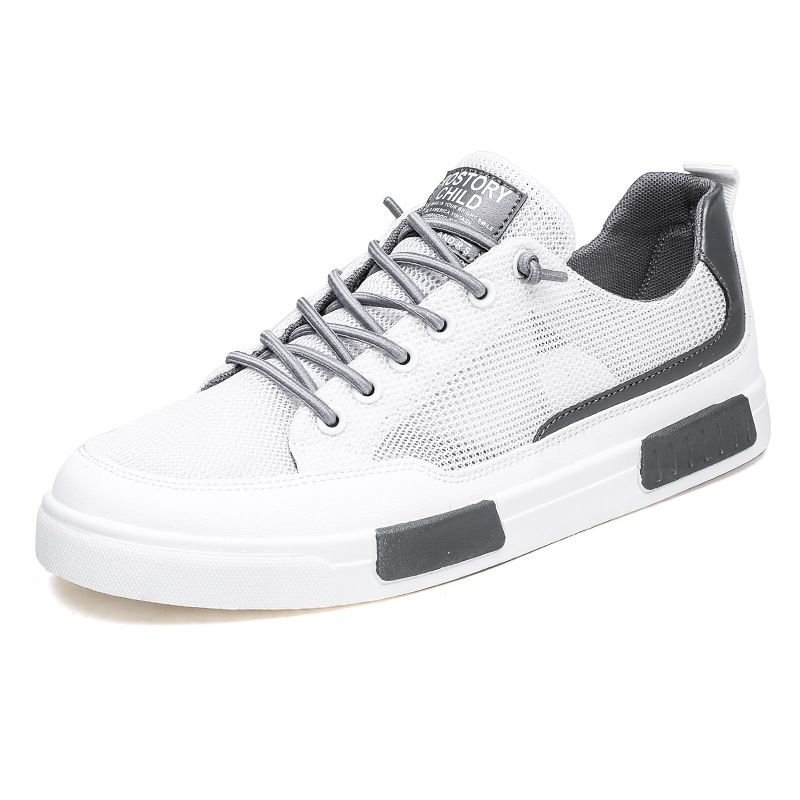 Men' Breathable Spring And Autumn Caual Meh Large Size Slip-On Lazy Shoe, Korean Style Color-Block Trendy White_vogvips.com