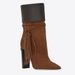 European And American Hot-Selling Tassel Color-Block Chunky High Heel Short Autumn Winter Handmade Women's Pointed Toe_vogvips.com