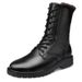 Cotton High Top Tall Martin Boots Flat Boots Work Outdoor Side Zipper Hollow Boots_vogvips.com
