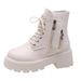 White Martin For Women 2025 New Double Zipper Motorcycle Autumn Winter Single British Style Thick Sole Height Increasing_vogvips.com