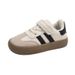 Kids' Classic PU Sneakers – Low-Top Casual Shoes For Girls (Black & Beige, Sizes 22-30, Soft Rubber Sole)_vogvips.com